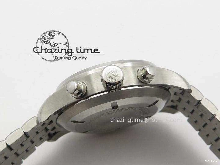 MIROTIME 0114 Minimalist Pilot Chrono 3777 43mm ZF 1:1 Best Edition Black Dial On SS Bracelet A 7364